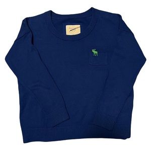 vintage navy blue abercrombie & fitch sweater with green moose in size small